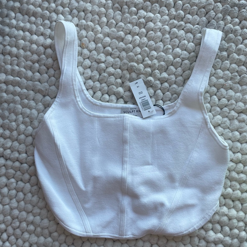 White Aritzia Babaton Sculpt Knit Tank Top